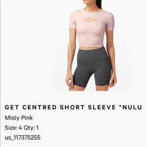 lululemon Get Centred Short Sleeve Nulu (size 4)